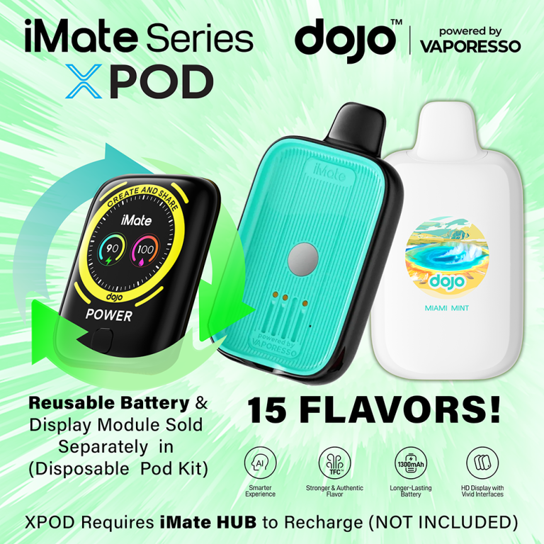 DOJO iMate X Pod Powered By Vaporesso 20K Puffs 15ML Disposable Pod Vape – Display of 5