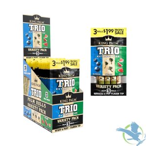 King Palm Trio Extendo Size Leaf Tubes Rolls - Assorted Flavors - Pack of 3 - Display of 15