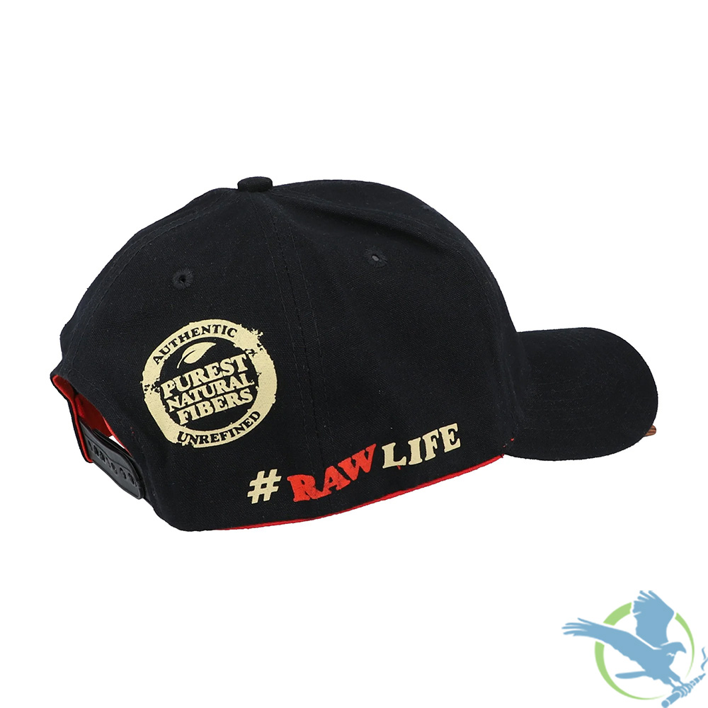 RAW Classic Brim Red On Black Baseball Cap - Image 2