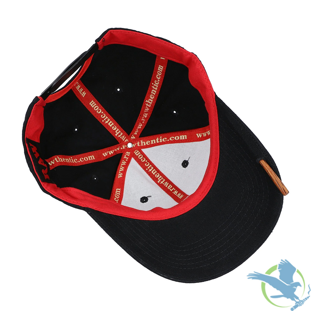 RAW Classic Brim Red On Black Baseball Cap - Image 3