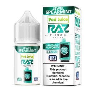 Jewel Spearmint Pod Juice RAZ Disposable Collab Nic Salt E-juice 30ml Clearance