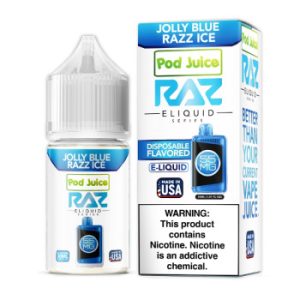 Jolly Blue Razz Ice Pod Juice RAZ Disposable Collab Nic Salt E-juice 30ml Clearance