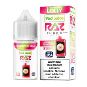 Strawberry Lolly Pod Juice RAZ Disposable Collab Nic Salt E-juice 30ml Clearance