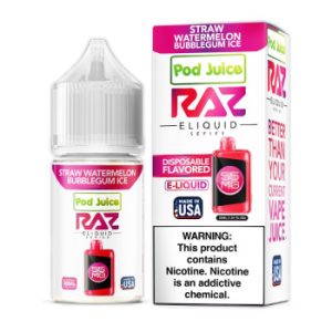 Strawberry Watermelon Bubblegum Ice Pod Juice RAZ Disposable Collab Nic Salt E-juice 30ml Clearance