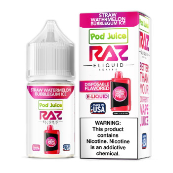 Strawberry Watermelon Bubblegum Ice Pod Juice RAZ Disposable Collab Nic Salt E-juice 30ml Clearance