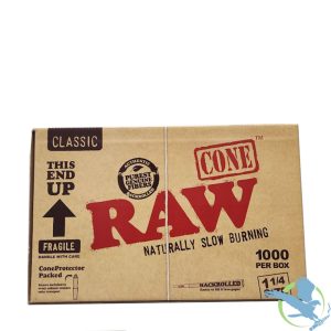 RAW Cone Classic Pre-Rolled With ConeProtector - 1 1/4 Size Cones - Box of 1000