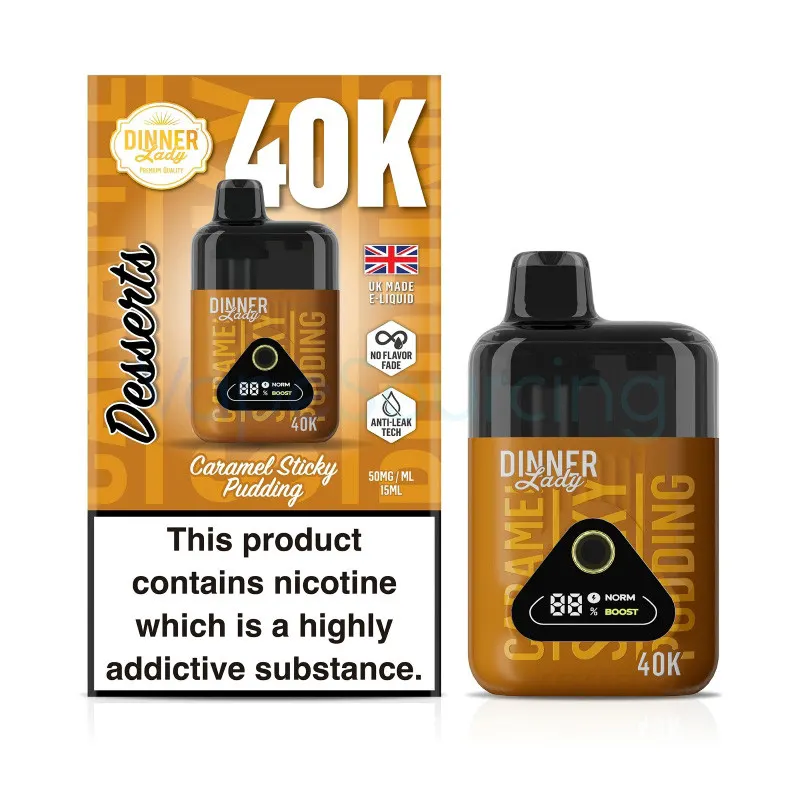 Dinner Lady Desserts 40K Disposable Vape 15ml 5% (40000 Puffs) - caramel-sticky-pudding-dinner-lady-desserts-40k-1