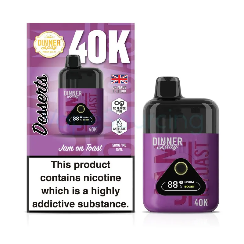 Dinner Lady Desserts 40K Disposable Vape 15ml 5% (40000 Puffs) - jam-on-toast-dinner-lady-desserts-40k-1