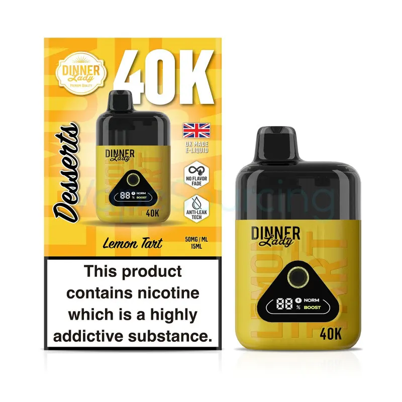 Dinner Lady Desserts 40K Disposable Vape 15ml 5% (40000 Puffs) - lemon-tart-dinner-lady-desserts-40k-1
