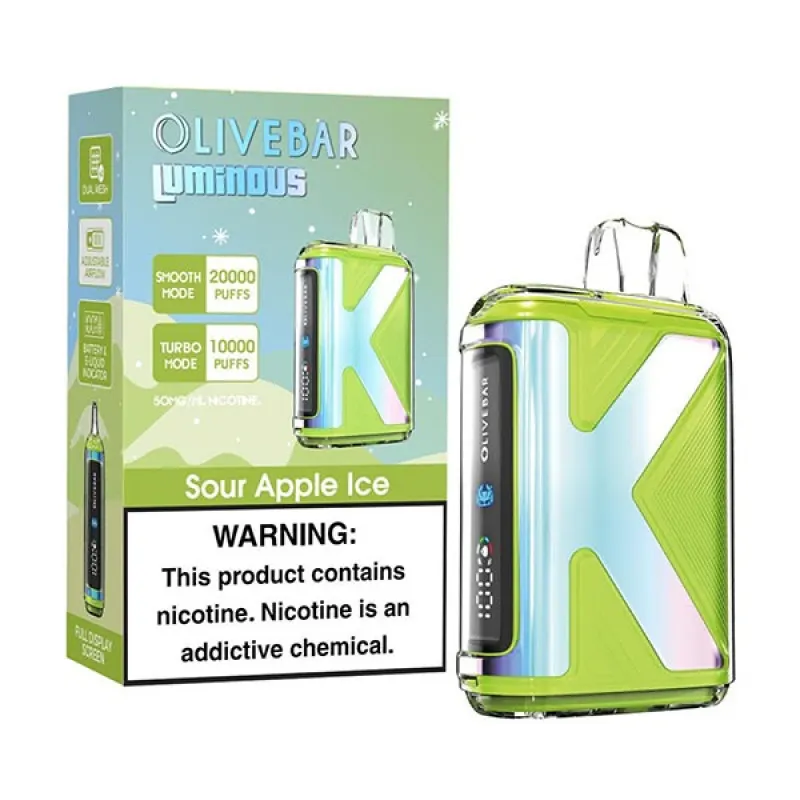 Olive Bar Luminous 20K Disposable Vape 5% (20000 Puffs) - olivebar-sour-apple-ice