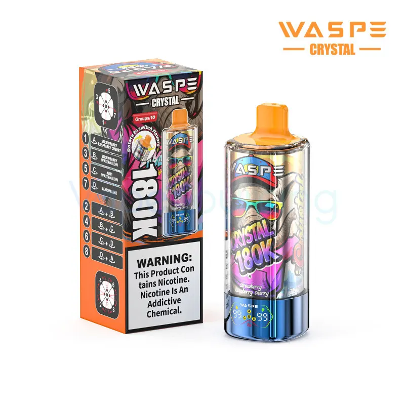 WASPE Crystal 8-in-1 180K Disposable Vape 68ml 5% (180000 Puffs)…